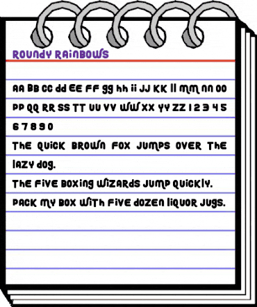 Roundy Rainbows Regular animated font preview