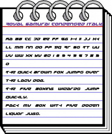 Royal Samurai Condensed Italic Condensed Italic animated font preview