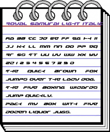 Royal Samurai Light Italic Light Italic animated font preview