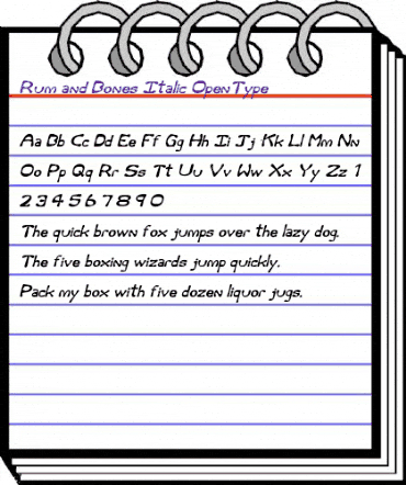 Rum and Bones Italic animated font preview