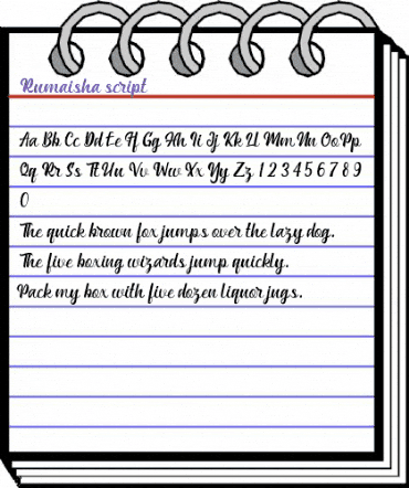 Rumaisha script Regular animated font preview