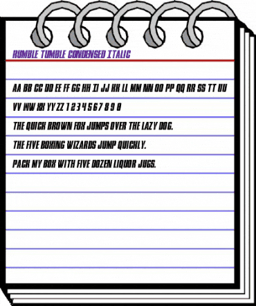 Rumble Tumble Condensed Italic Condensed Italic animated font preview