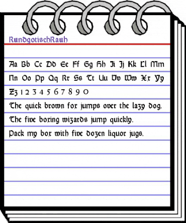Rundgotisch Rauh Regular animated font preview