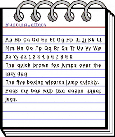 RunningLetters Regular animated font preview