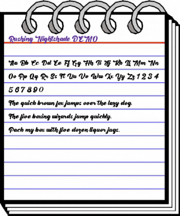 Rushing Nightshade DEMO Regular animated font preview