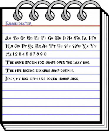 Russel dexter Regular animated font preview