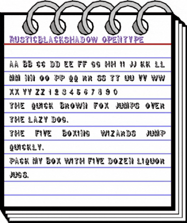 RusticBlackShadow Regular animated font preview