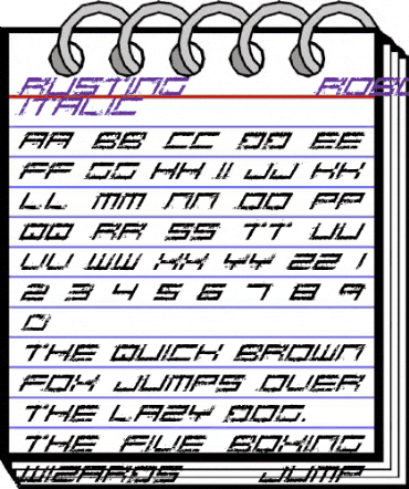 Rusting Robotica Italic animated font preview