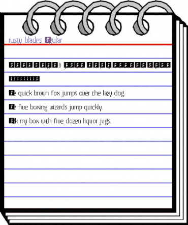 rusty blades Regular animated font preview