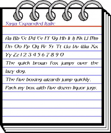 Saga-Expanded Italic animated font preview Saga-Expanded Italic animated font preview