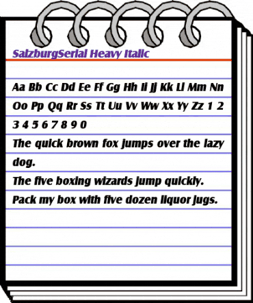 SalzburgSerial-Heavy Italic animated font preview