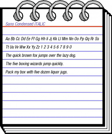 Sans Condensed ITALIC animated font preview