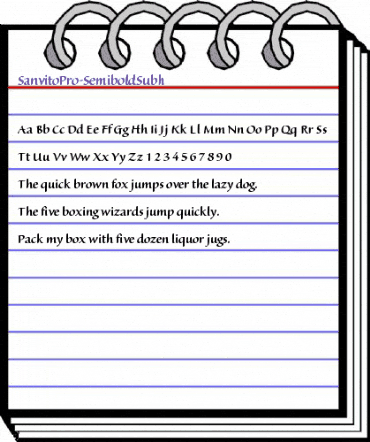 Sanvito Pro Semibold Subhead animated font preview