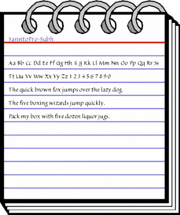 Sanvito Pro Subhead animated font preview