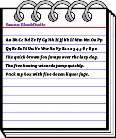 Sauna-BlackItalic Regular animated font preview