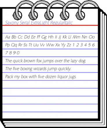 Saxony-Serial-ExtraLight RegularItalic animated font preview