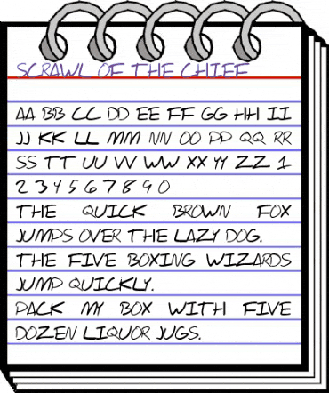 Scrawl Of The Chief Regular animated font preview