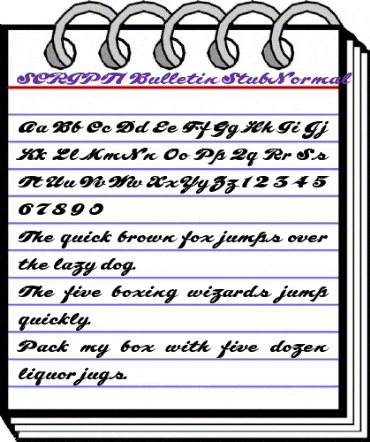 SCRIPT1 Bulletin Stub Normal animated font preview