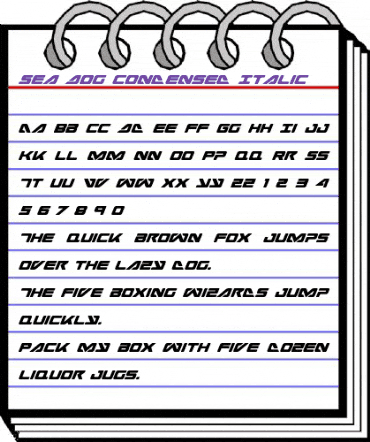 Sea-Dog Condensed Italic Condensed Italic animated font preview Sea-Dog Condensed Italic Condensed Italic animated font preview