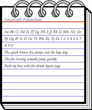 SenateLight RegularItalic animated font preview