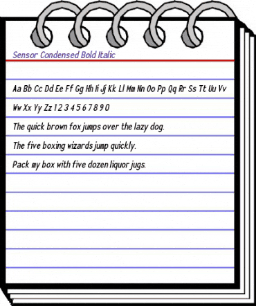 Sensor-Condensed Bold Italic animated font preview