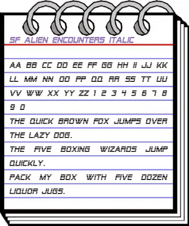 SF Alien Encounters Italic animated font preview