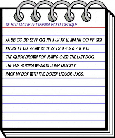 SF Buttacup Lettering Bold Oblique animated font preview