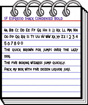 SF Espresso Shack Condensed Bold animated font preview