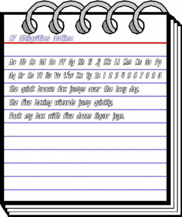 SF Obliquities Outline Regular animated font preview