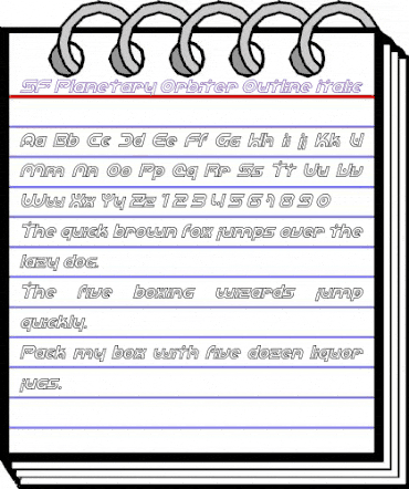 SF Planetary Orbiter Outline Italic animated font preview