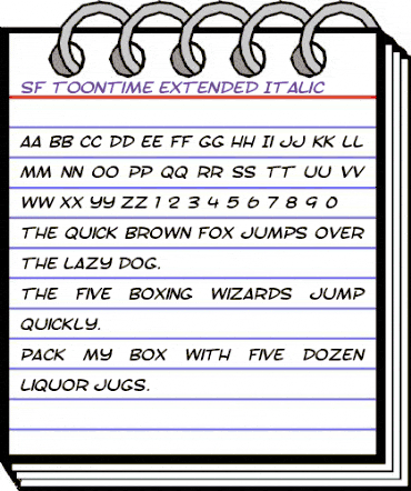 SF Toontime Extended Italic animated font preview