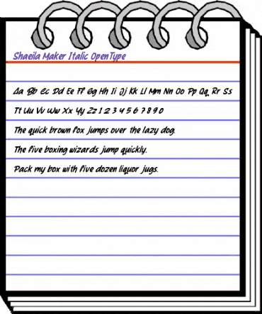 Shaeila Maker Italic Regular animated font preview