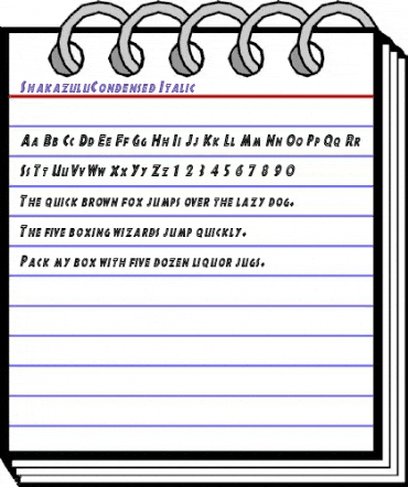 ShakazuluCondensed Italic animated font preview ShakazuluCondensed Italic animated font preview