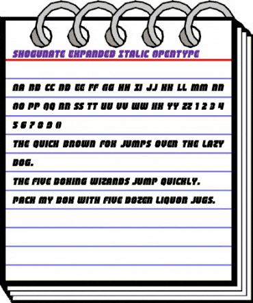 Shogunate Expanded Italic Expanded Italic animated font preview Shogunate Expanded Italic Expanded Italic animated font preview