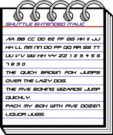 Shuttle-Extended Italic animated font preview