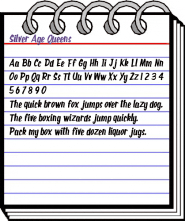 Silver Age Queens Regular animated font preview
