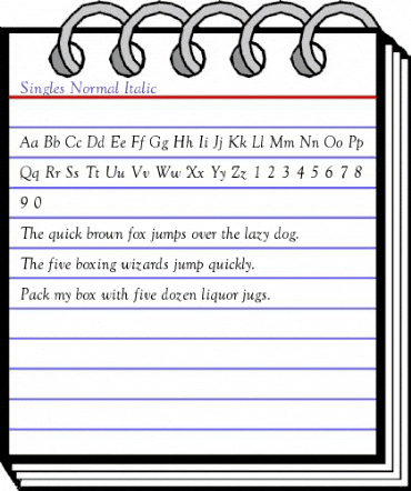 Singles Normal Italic Regular animated font preview