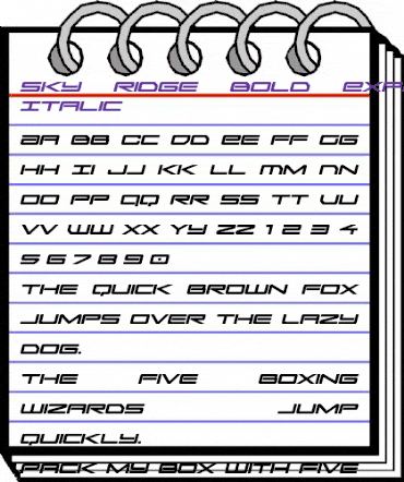 Sky Ridge Bold Expanded Italic Regular animated font preview Sky Ridge Bold Expanded Italic Regular animated font preview