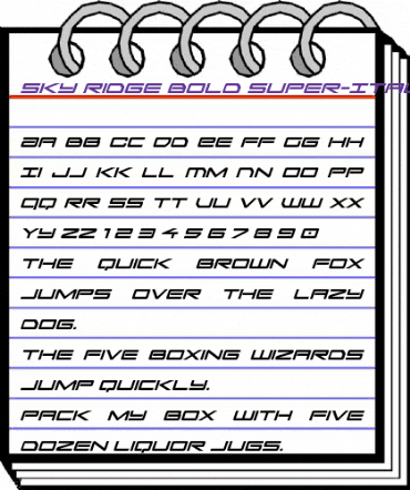 Sky Ridge Bold Super-Italic Regular animated font preview Sky Ridge Bold Super-Italic Regular animated font preview