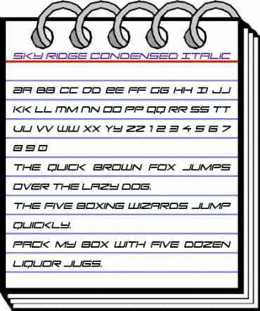 Sky Ridge Condensed Italic Regular animated font preview Sky Ridge Condensed Italic Regular animated font preview