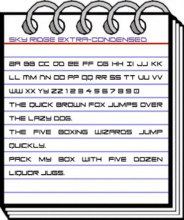 Sky Ridge Extra-Condensed Regular animated font preview Sky Ridge Extra-Condensed Regular animated font preview
