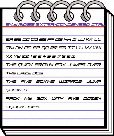 Sky Ridge Extra-Condensed Ital Regular animated font preview Sky Ridge Extra-Condensed Ital Regular animated font preview