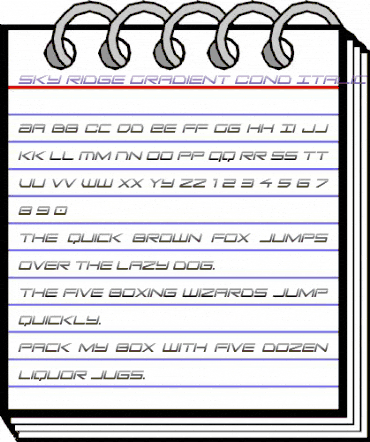 Sky Ridge Gradient Cond Italic Regular animated font preview Sky Ridge Gradient Cond Italic Regular animated font preview