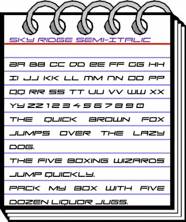 Sky Ridge Semi-Italic Regular animated font preview Sky Ridge Semi-Italic Regular animated font preview