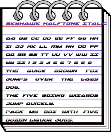 Skyhawk Halftone Italic Italic animated font preview