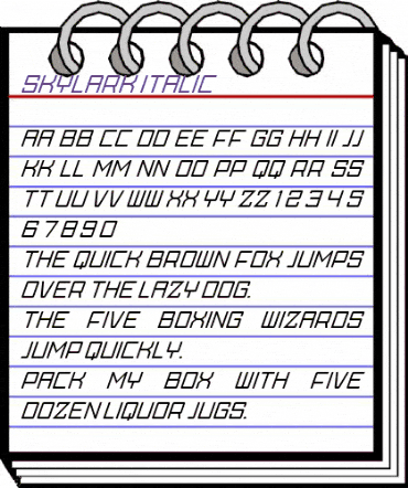 Skylark Italic Regular animated font preview