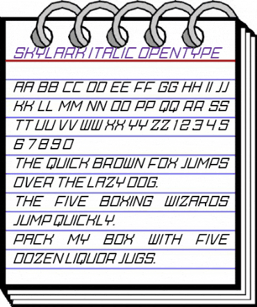 Skylark Italic Regular animated font preview