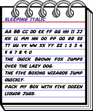 Sleeping Italic animated font preview