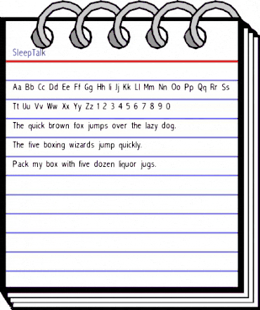 SleepTalk Regular animated font preview