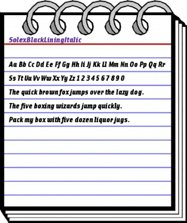 SolexBlackLiningItalic Regular animated font preview